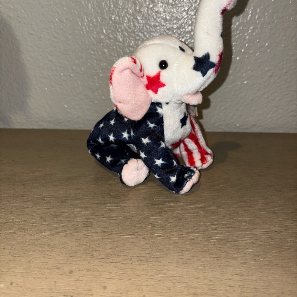 Righty The Elephant Original 2000 Beanie Baby Ty NWTPatriotic Elephant Plush Toy